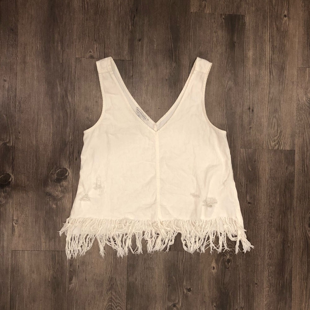 American Eagle White Denim Shell Top
